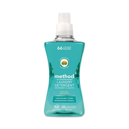 Method Method, 4x Concentrated Laundry Detergent, Beach Sage, 53.5 Oz Bottle, 4PK 01489